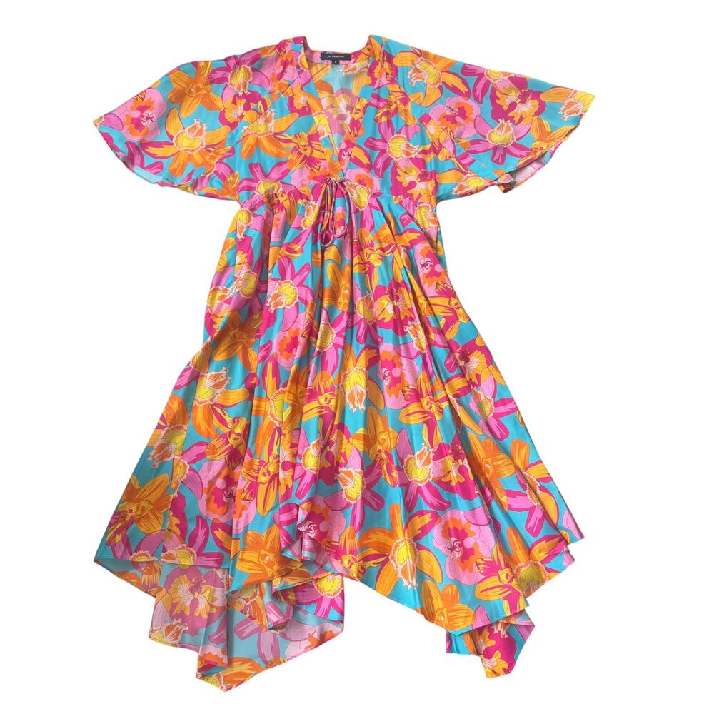 Jim Thompson Multicolor Tropical Floral Silk Cover-Up Dress